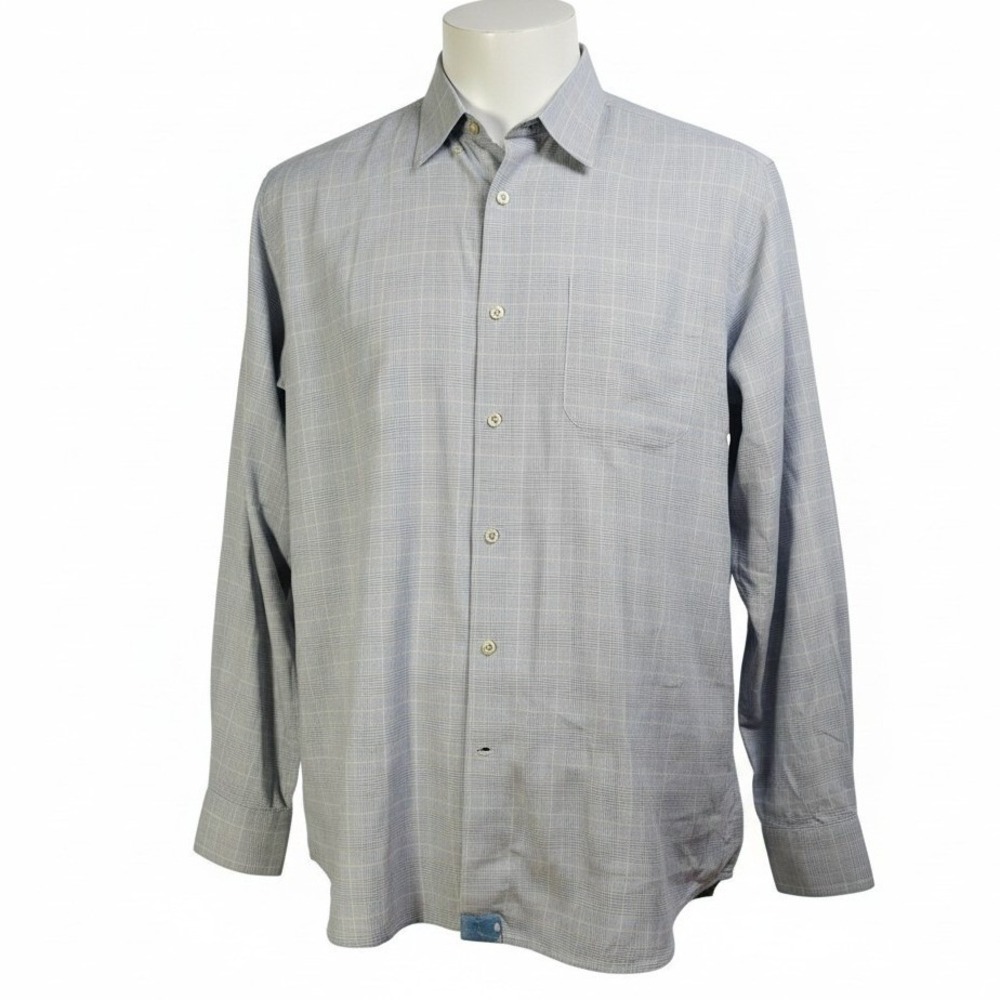 Peter Millar Vintage Button Down Long Sleeve Dress Shirt Mens XXL Blue Plaid